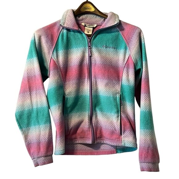 Girls Youth Columbia Size18/20 Lightweight Fleece Jacket Rainbow Outdoor Comfort - Picture 1 of 16